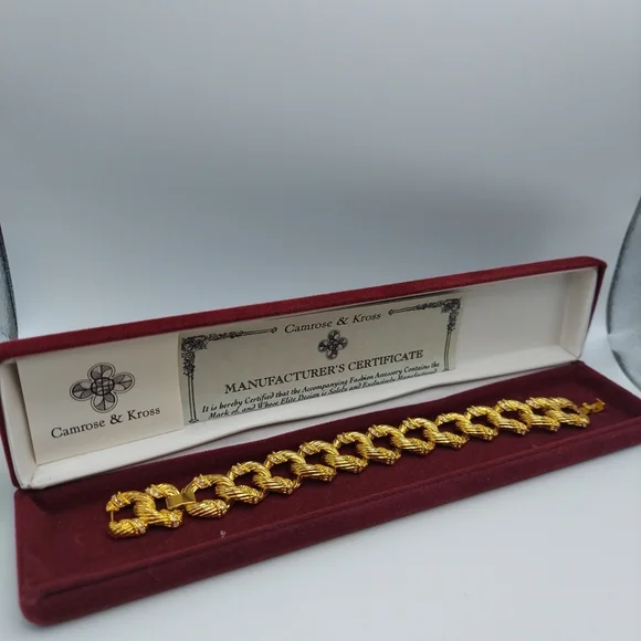 Camrose & Kross Large Link Bracelet 7" with Rhinesones, has Extender 1". VGC. - Picture 11 of 14